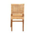 Chaise de salle à manger en rotin brun naturel et noyer, style bohème, 1 place
