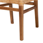 Chaise de salle à manger en rotin brun naturel et noyer, style bohème, 1 place