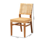 Chaise de salle à manger en rotin brun naturel et noyer, style bohème, 1 place
