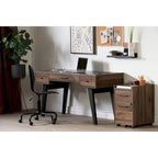 Bureau informatique scandinave Noyer Naturel / Blanc / Orme Clair avec multiprise — 1 Personne