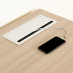 Bureau informatique scandinave Noyer Naturel / Blanc / Orme Clair avec multiprise — 1 Personne