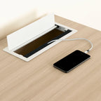 Bureau informatique scandinave Noyer Naturel / Blanc / Orme Clair avec multiprise — 1 Personne
