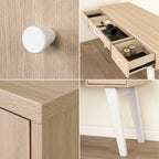 Bureau informatique scandinave Noyer Naturel / Blanc / Orme Clair avec multiprise — 1 Personne