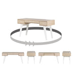 Bureau informatique scandinave Noyer Naturel / Blanc / Orme Clair avec multiprise — 1 Personne