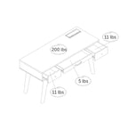 Bureau informatique scandinave Noyer Naturel / Blanc / Orme Clair avec multiprise — 1 Personne