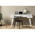 Bureau informatique scandinave Noyer Naturel / Blanc / Orme Clair avec multiprise — 1 Personne