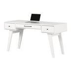 Bureau informatique scandinave Noyer Naturel / Blanc / Orme Clair avec multiprise — 1 Personne