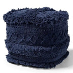 Pouf ottoman marocain marine / ivoire / orange – une place
