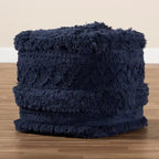 Pouf ottoman marocain marine / ivoire / orange – une place