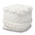Pouf ottoman marocain marine / ivoire / orange – une place