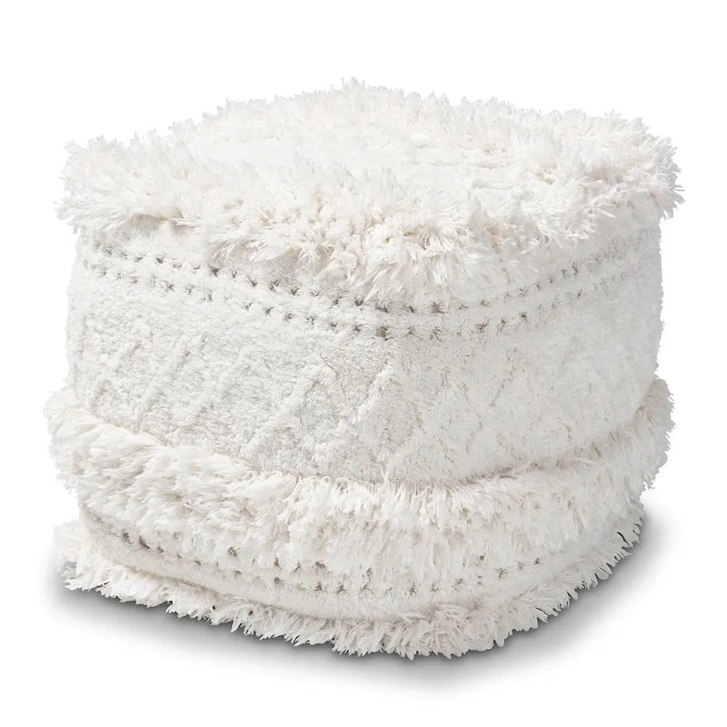 Pouf ottoman marocain marine / ivoire / orange – une place