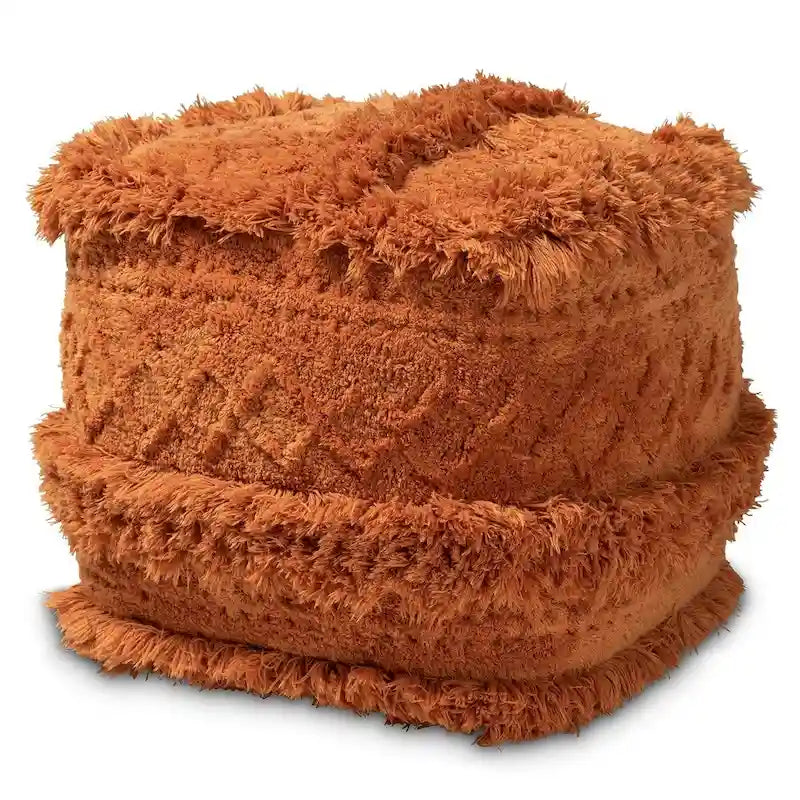 Pouf ottoman marocain marine / ivoire / orange – une place