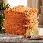 Pouf ottoman marocain marine / ivoire / orange – une place