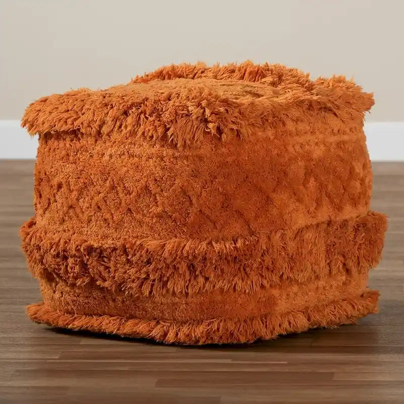 Pouf ottoman marocain marine / ivoire / orange – une place
