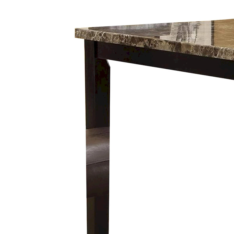 Table haute à plateau en marbre brun pour 4 personnes