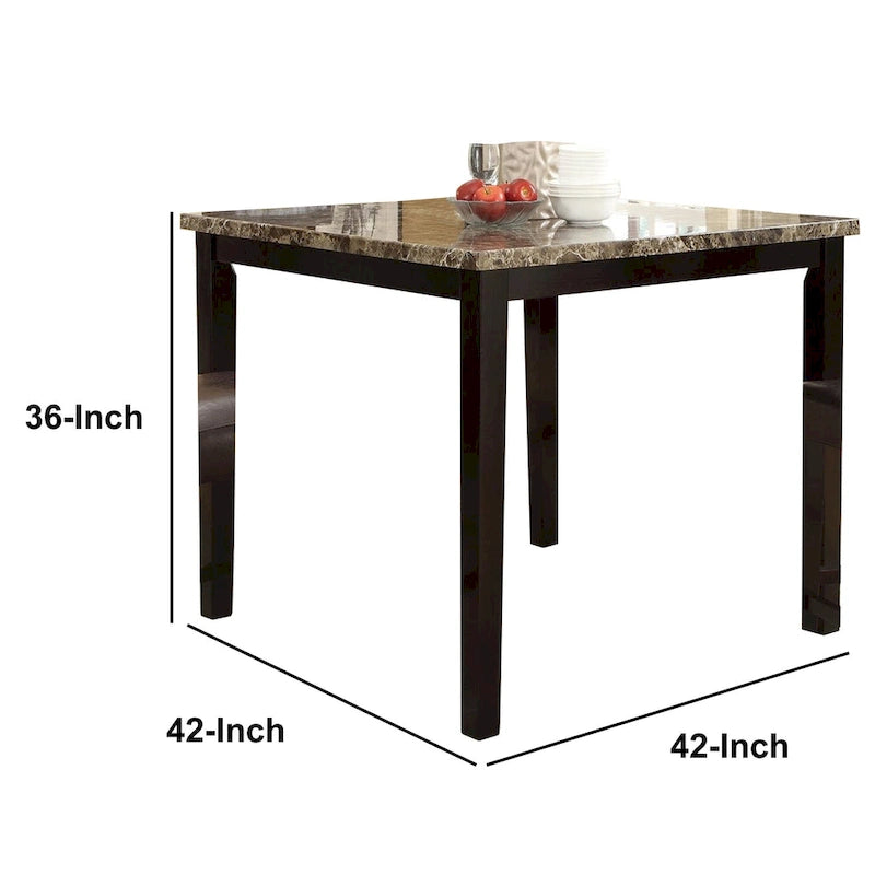 Table haute à plateau en marbre brun pour 4 personnes