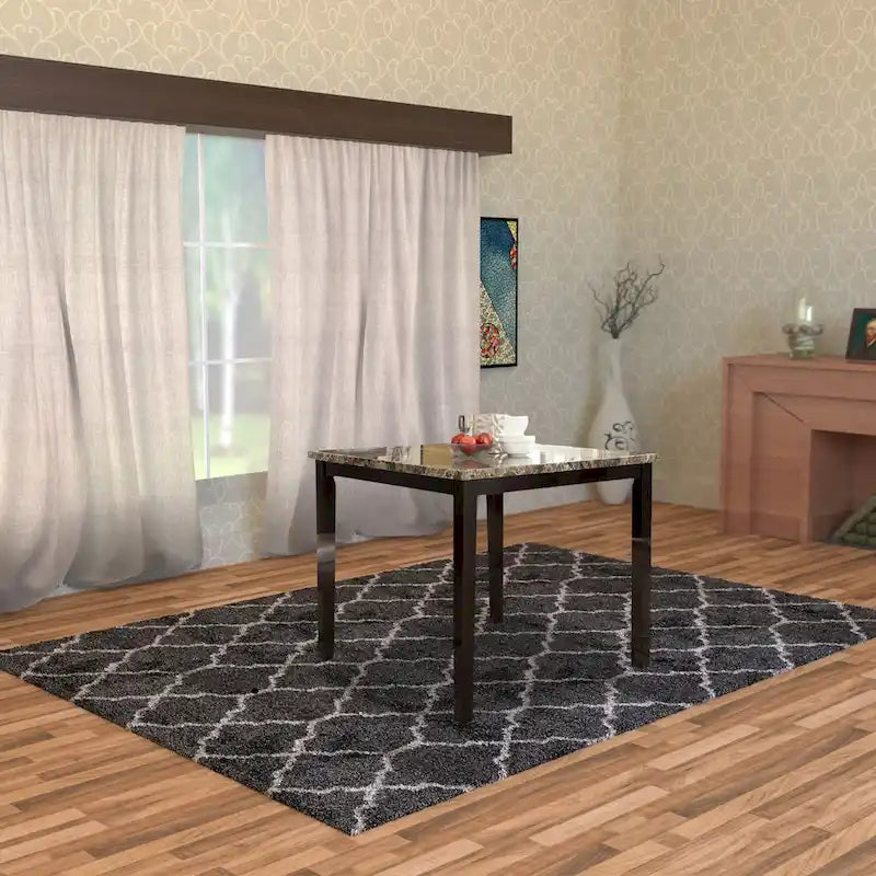 Table haute à plateau en marbre brun pour 4 personnes
