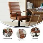 Chaise de bureau pivotante à dossier mi-haut en similicuir noir / blanc / marron / gris — Structure chromée / dorée / or rose, siège unique