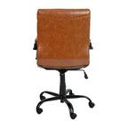 Chaise de bureau pivotante à dossier mi-haut en similicuir noir / blanc / marron / gris — Structure chromée / dorée / or rose, siège unique