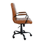 Chaise de bureau pivotante à dossier mi-haut en similicuir noir / blanc / marron / gris — Structure chromée / dorée / or rose, siège unique