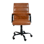Chaise de bureau pivotante à dossier mi-haut en similicuir noir / blanc / marron / gris — Structure chromée / dorée / or rose, siège unique