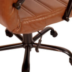 Chaise de bureau pivotante à dossier mi-haut en similicuir noir / blanc / marron / gris — Structure chromée / dorée / or rose, siège unique