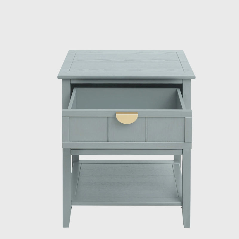 Table d'appoint à 2 tiroirs gris/vert olive — Simple