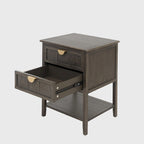 Table d'appoint à 2 tiroirs gris/vert olive — Simple