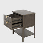 Table d'appoint à 2 tiroirs gris/vert olive — Simple