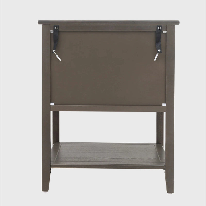 Table d'appoint à 2 tiroirs gris/vert olive — Simple