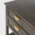 Table d'appoint à 2 tiroirs gris/vert olive — Simple