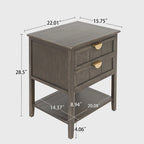Table d'appoint à 2 tiroirs gris/vert olive — Simple