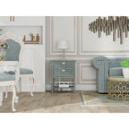 Table d'appoint à 2 tiroirs gris/vert olive — Simple