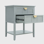Table d'appoint à 2 tiroirs gris/vert olive — Simple