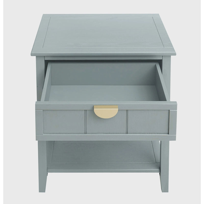 Table d'appoint à 2 tiroirs gris/vert olive — Simple