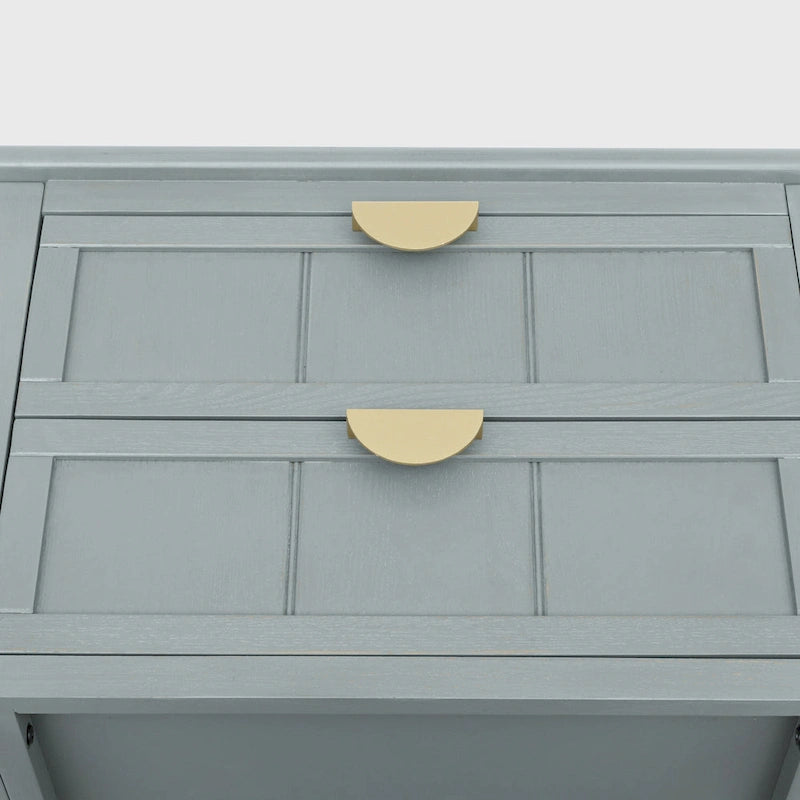 Table d'appoint à 2 tiroirs gris/vert olive — Simple