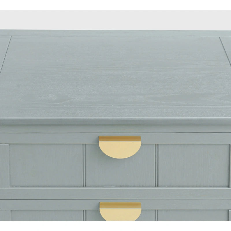 Table d'appoint à 2 tiroirs gris/vert olive — Simple