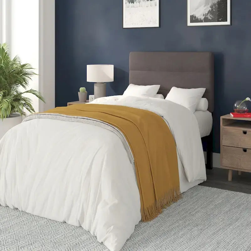 Tête de lit en faux lin capitonné — Bleu / Gris / Taupe / Crème | Simple / Double / Queen / King