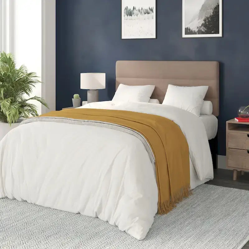 Tête de lit en faux lin capitonné — Bleu / Gris / Taupe / Crème | Simple / Double / Queen / King