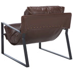 Fauteuil d'appoint individuel de couleur marron foncé/noir, style sling, avec coussin rembourré.