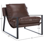 Fauteuil d'appoint individuel de couleur marron foncé/noir, style sling, avec coussin rembourré.