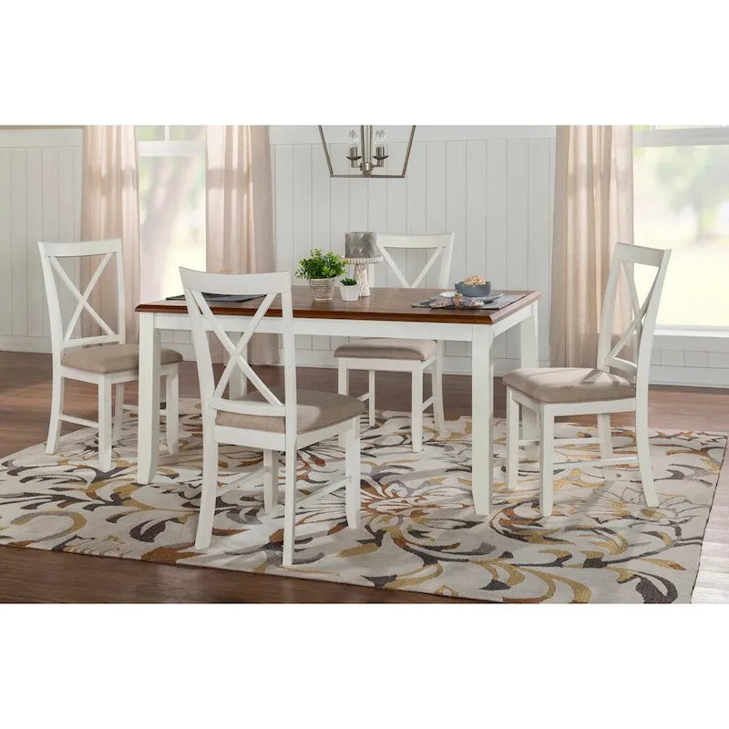 Ensemble de salle à manger gris 5 pièces pour 4 personnes — Table et chaises, dossier en X
