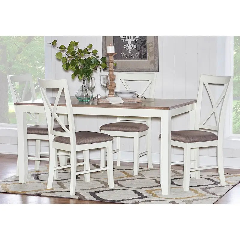 Ensemble de salle à manger gris 5 pièces pour 4 personnes — Table et chaises, dossier en X
