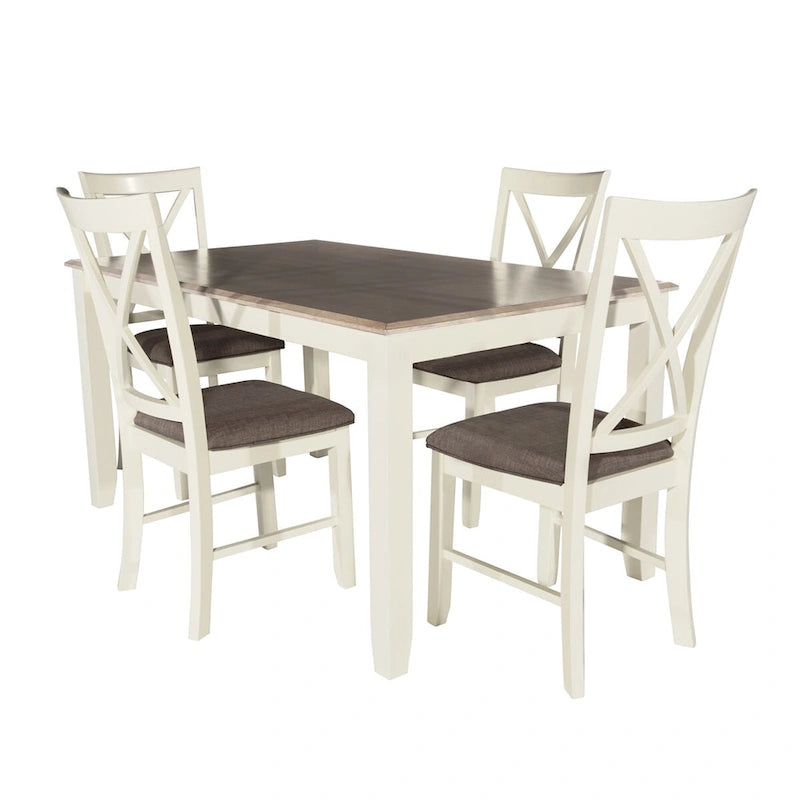 Ensemble de salle à manger gris 5 pièces pour 4 personnes — Table et chaises, dossier en X