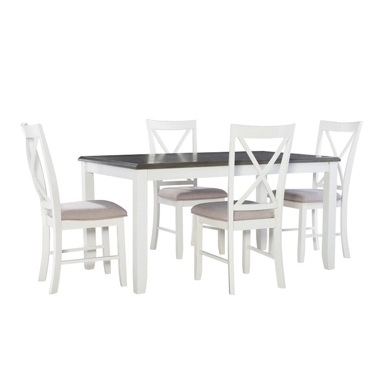 Ensemble de salle à manger gris 5 pièces pour 4 personnes — Table et chaises, dossier en X