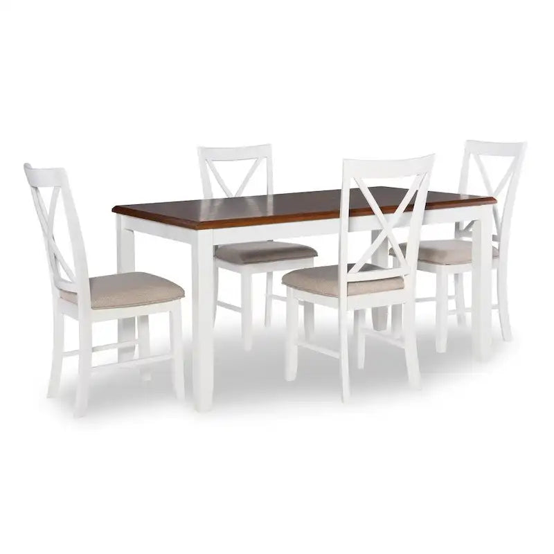 Ensemble de salle à manger gris 5 pièces pour 4 personnes — Table et chaises, dossier en X