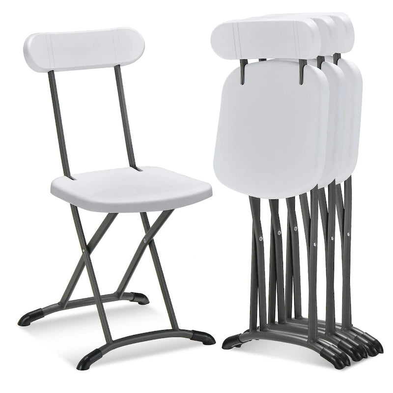 Lot de 4 chaises pliantes – Blanc / Noir
