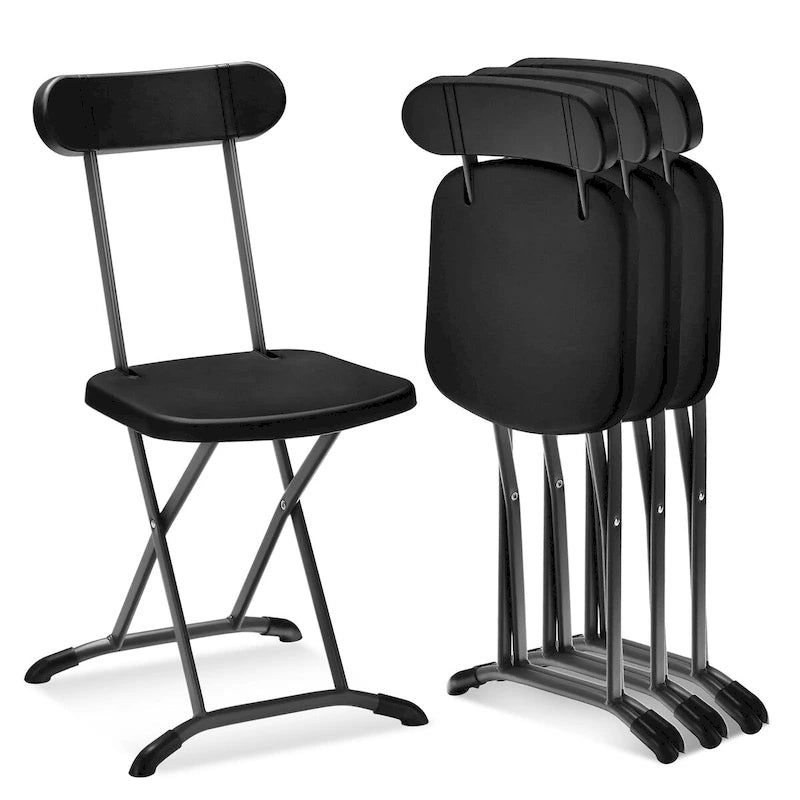Lot de 4 chaises pliantes – Blanc / Noir