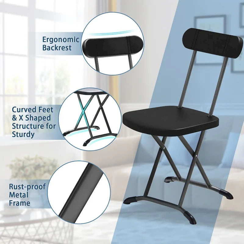 Lot de 4 chaises pliantes – Blanc / Noir