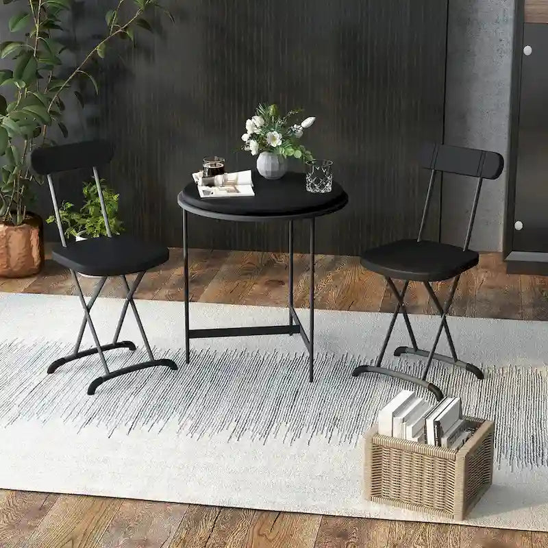 Lot de 4 chaises pliantes – Blanc / Noir